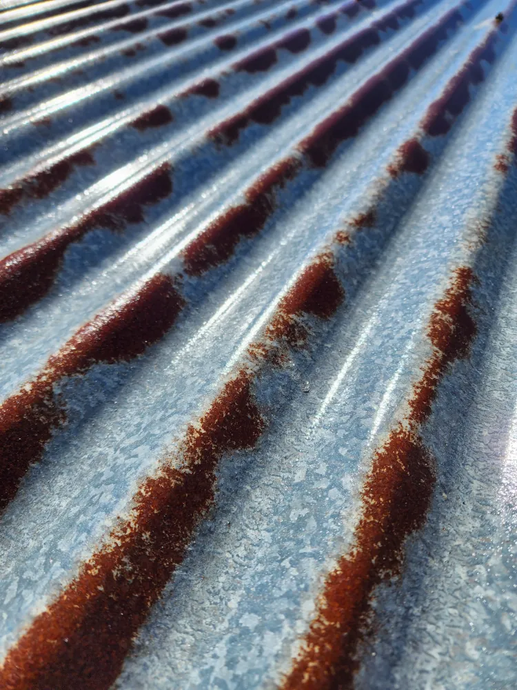 Metal roof after rust treatment